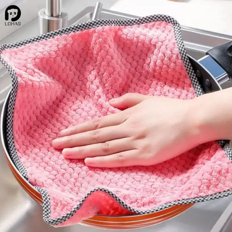 5pcs Micro Fiber Cleaning Cloth Rags Water Absorption Non-Stick Oil Washing Kitchen Towel Household Tools Cleaning Wiping Tools wiktra