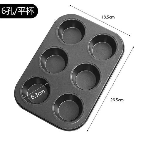 6 Cup Cupcake Pan Muffin Tray Cupcake Mold Muffin Pan Carbon Steel Baking Pan Non Stick Bakeware Biscuit Pan Microwave Cake wiktra