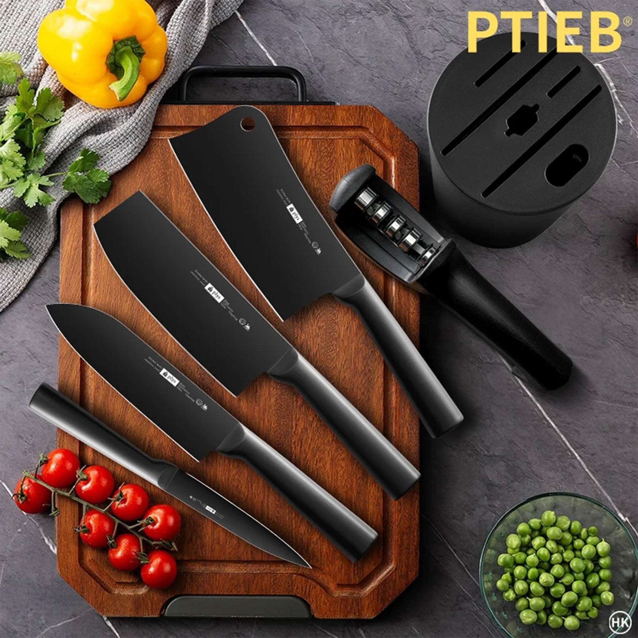 6-Piece High-Quality Kitchen Knife Set with Sharpener – Lightweight & Durable