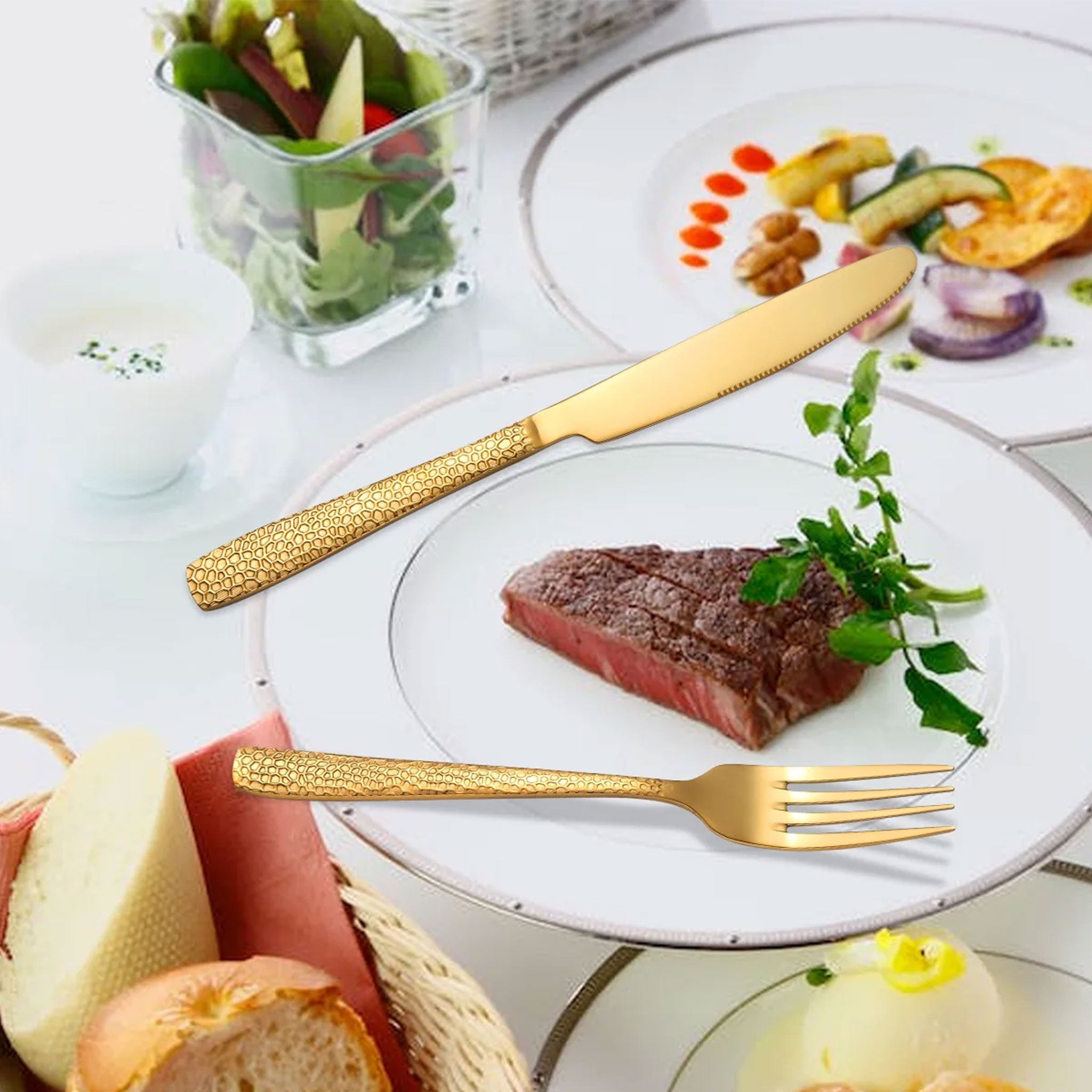 6-Piece Stainless Steel Cutlery Set – Square Handle Knife, Fork & Spoon
