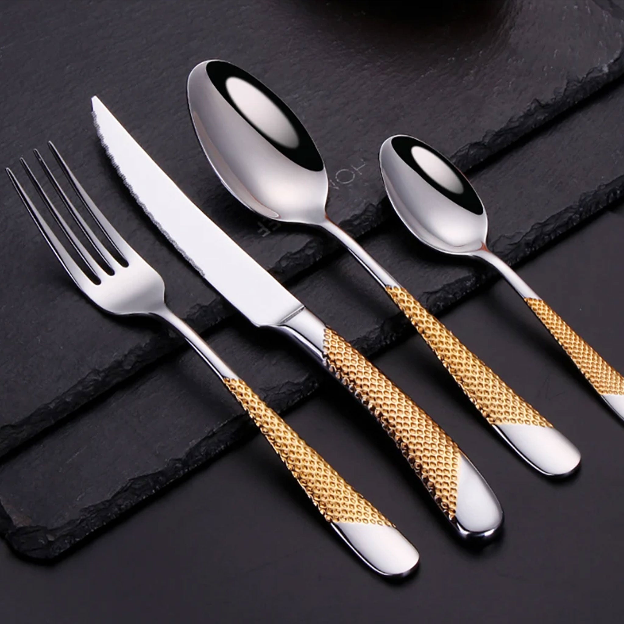6-Piece Stainless Steel Gold & Silver Cutlery Set – Knife, Fork & Spoon