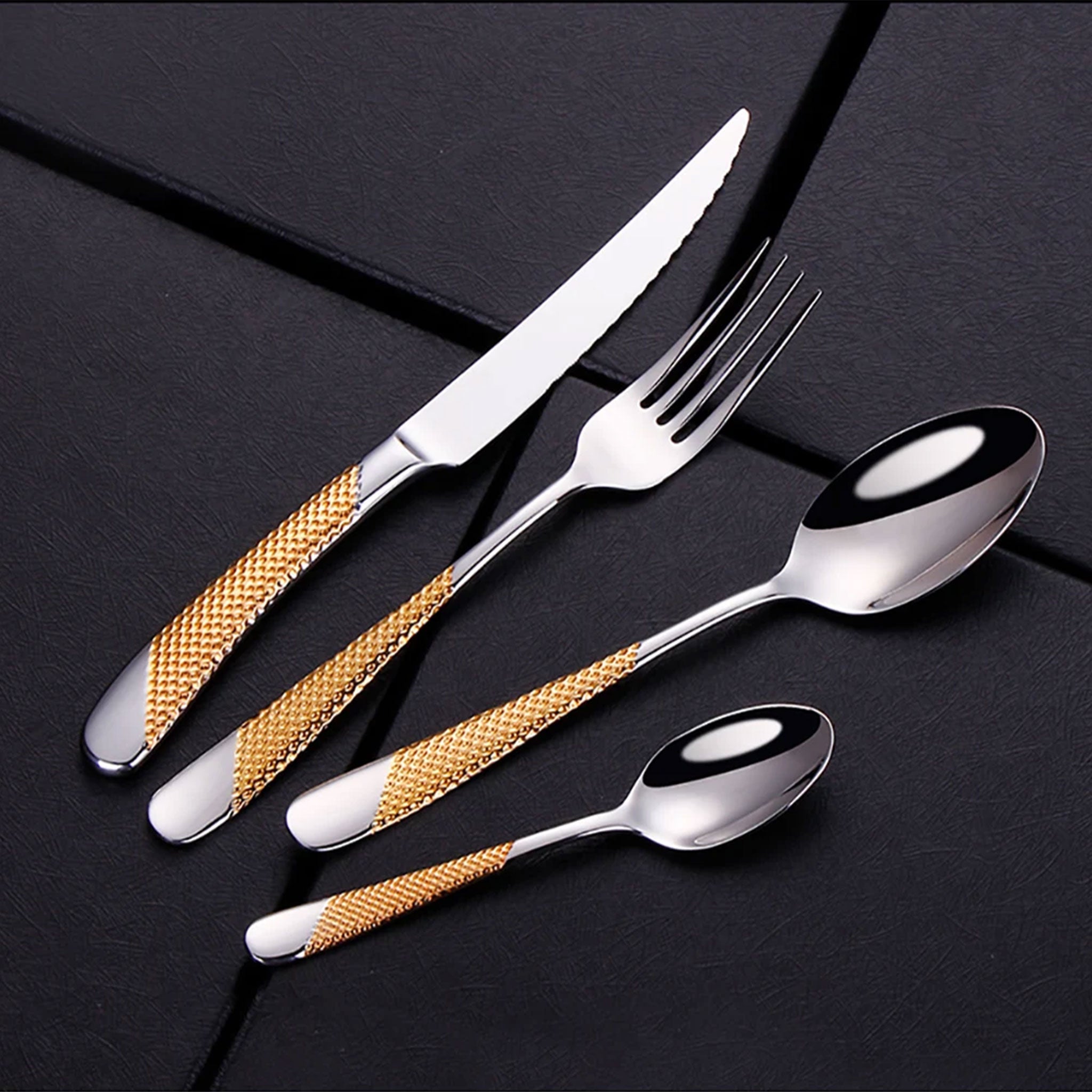 6-Piece Stainless Steel Gold & Silver Cutlery Set – Knife, Fork & Spoon