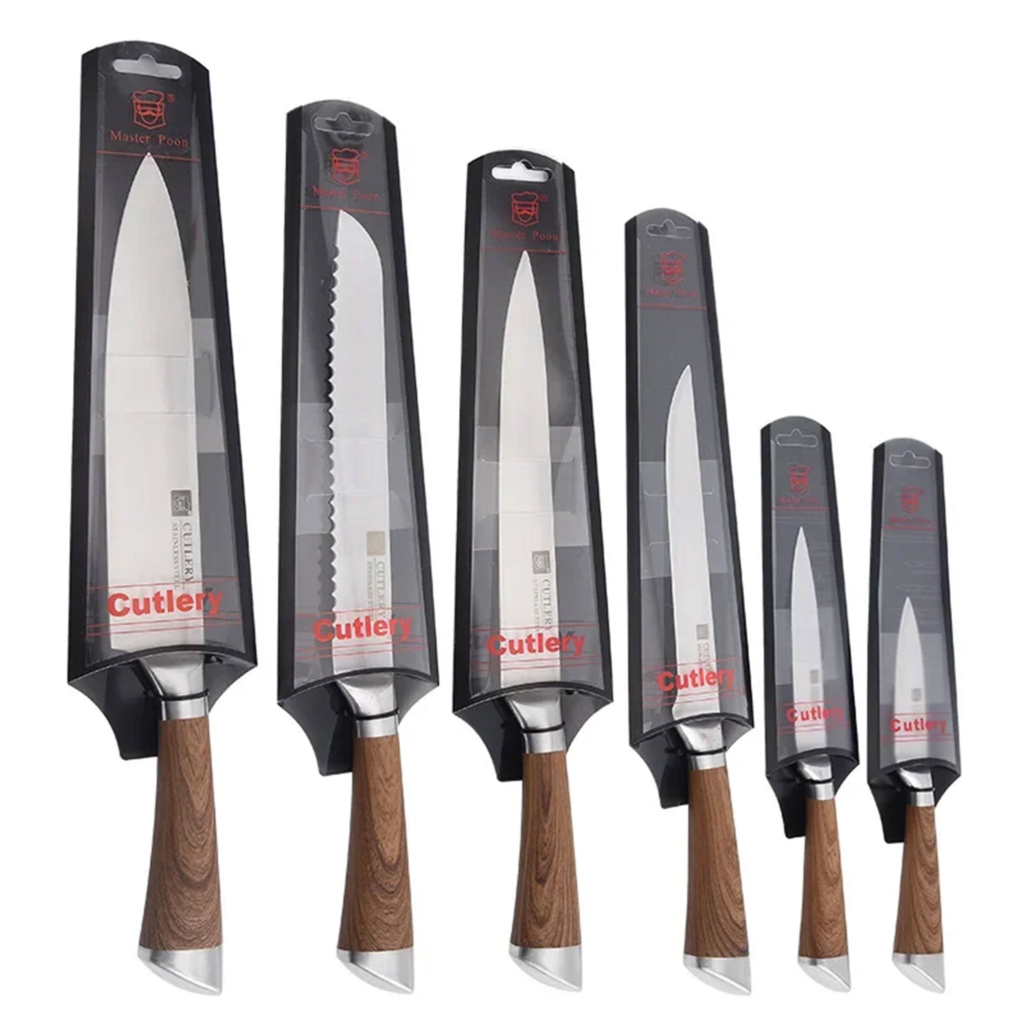 6-Piece Stainless Steel Kitchen Knife Set – Chef & Utility