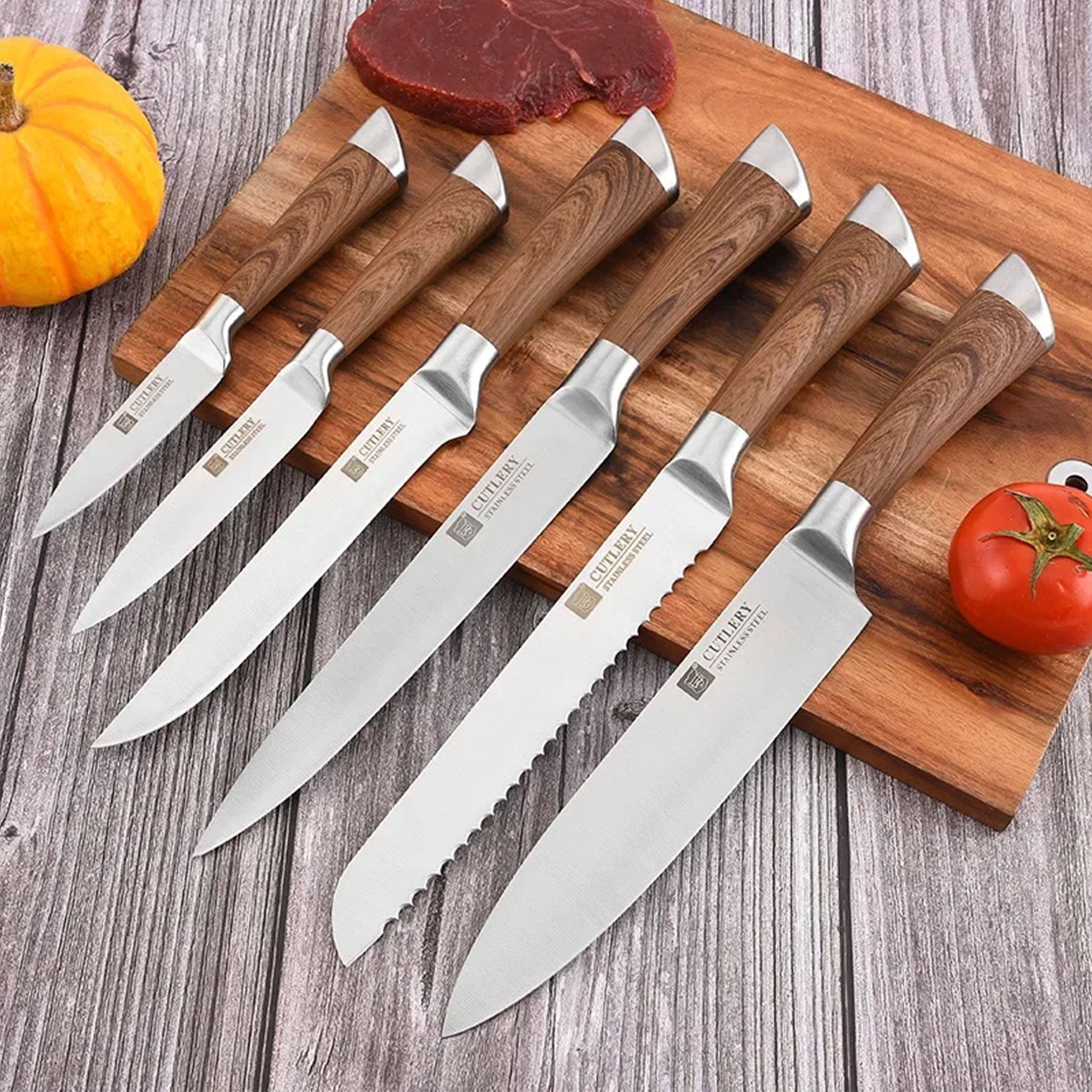 6-Piece Stainless Steel Kitchen Knife Set – Chef & Utility