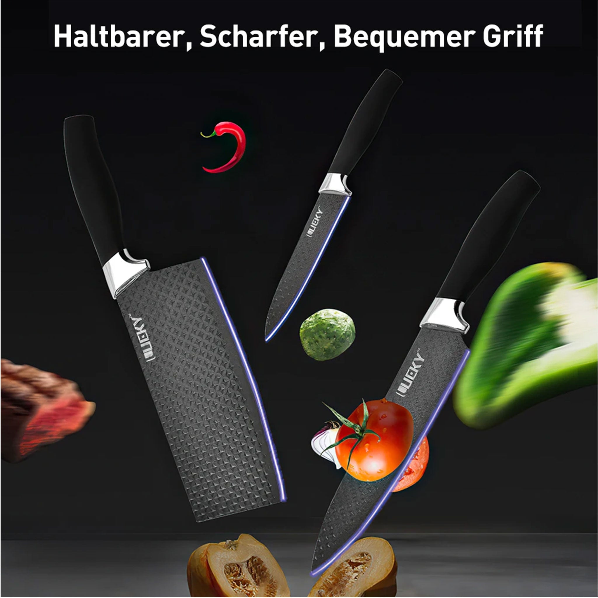 6-Piece Stainless Steel Kitchen Knife Set with Scissors & Peeler – Chef, Cleaver & Utility Knives
