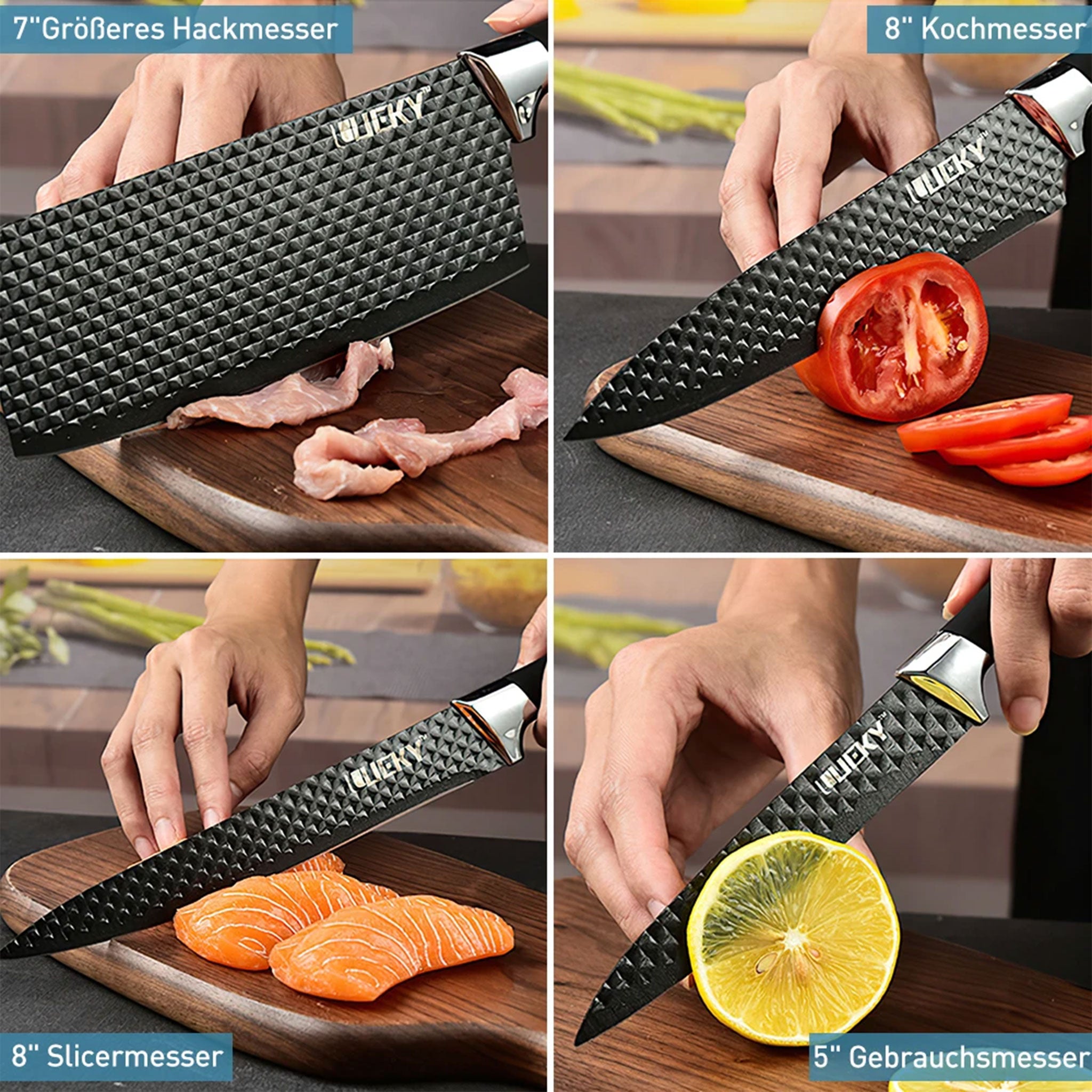 6-Piece Stainless Steel Kitchen Knife Set with Scissors & Peeler – Chef, Cleaver & Utility Knives