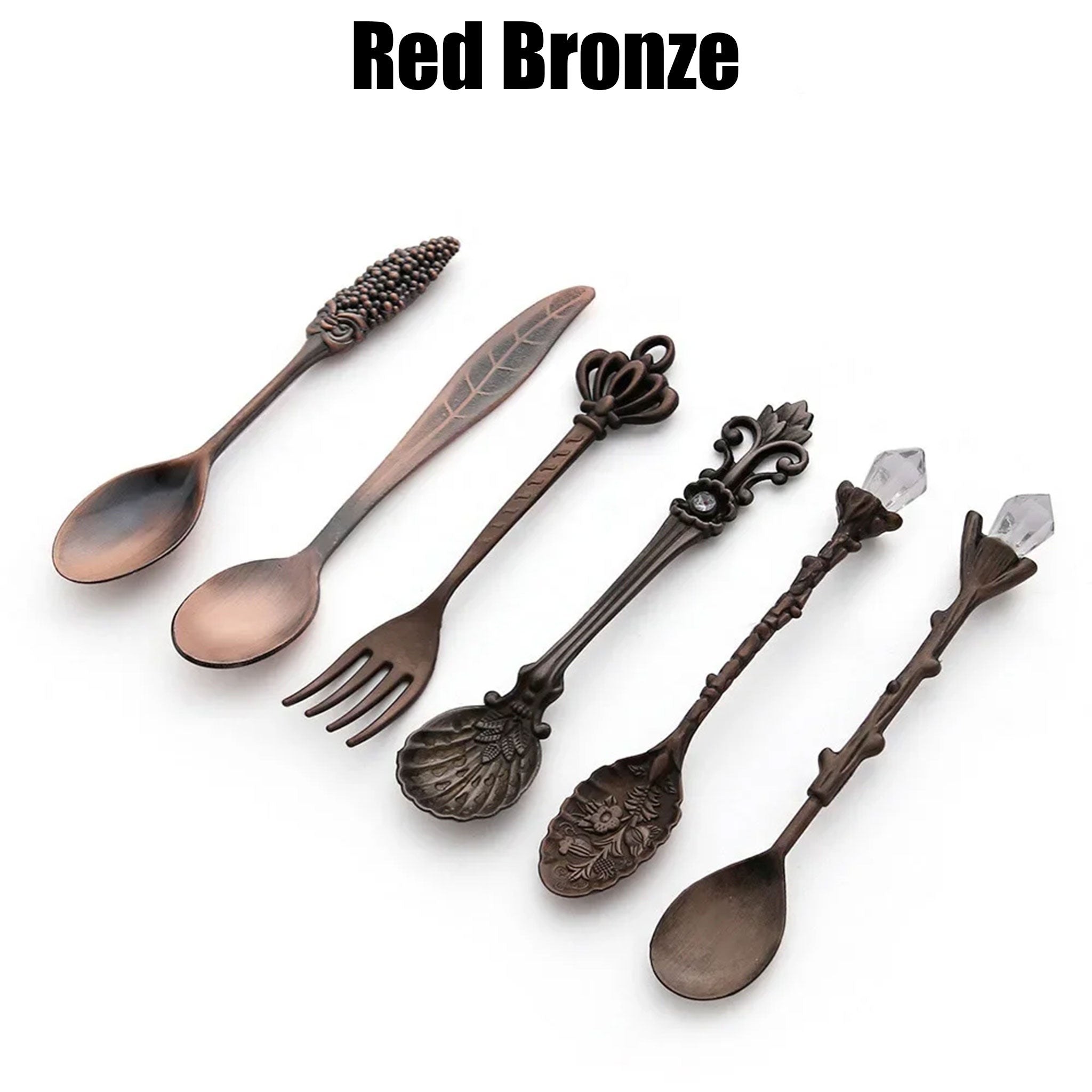 6-Piece Vintage Gold Coffee & Dessert Spoon Fork Set