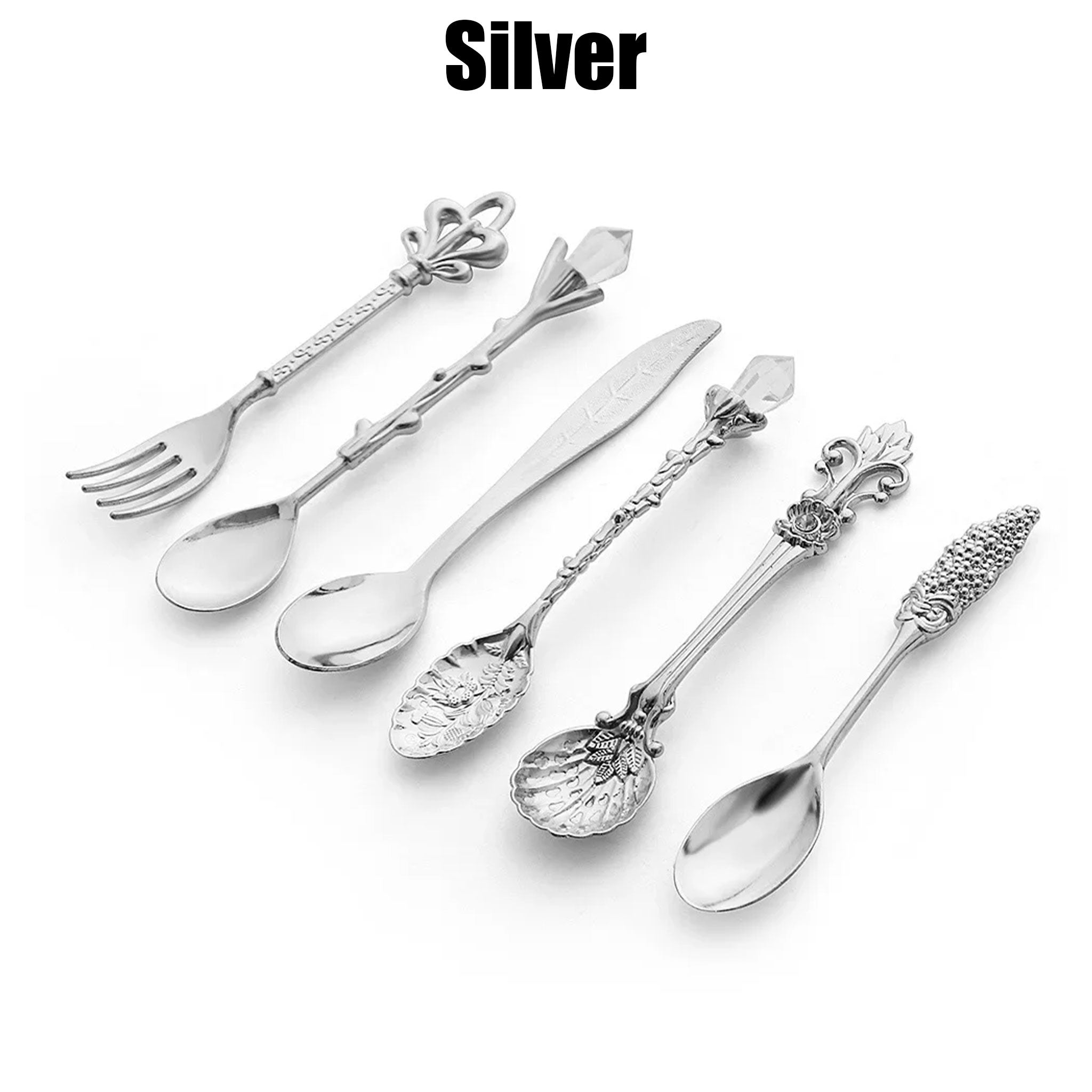 6-Piece Vintage Gold Coffee & Dessert Spoon Fork Set