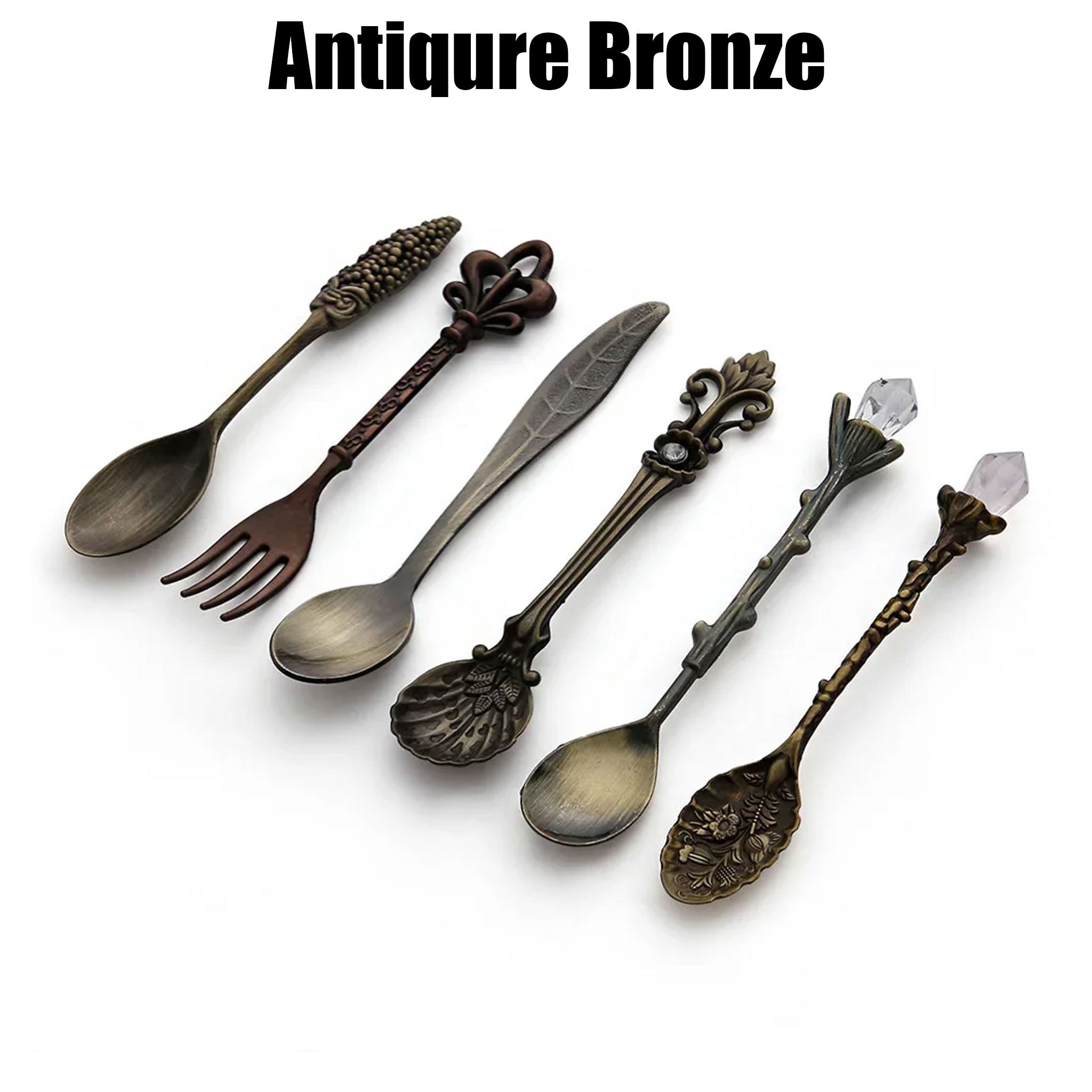 6-Piece Vintage Gold Coffee & Dessert Spoon Fork Set
