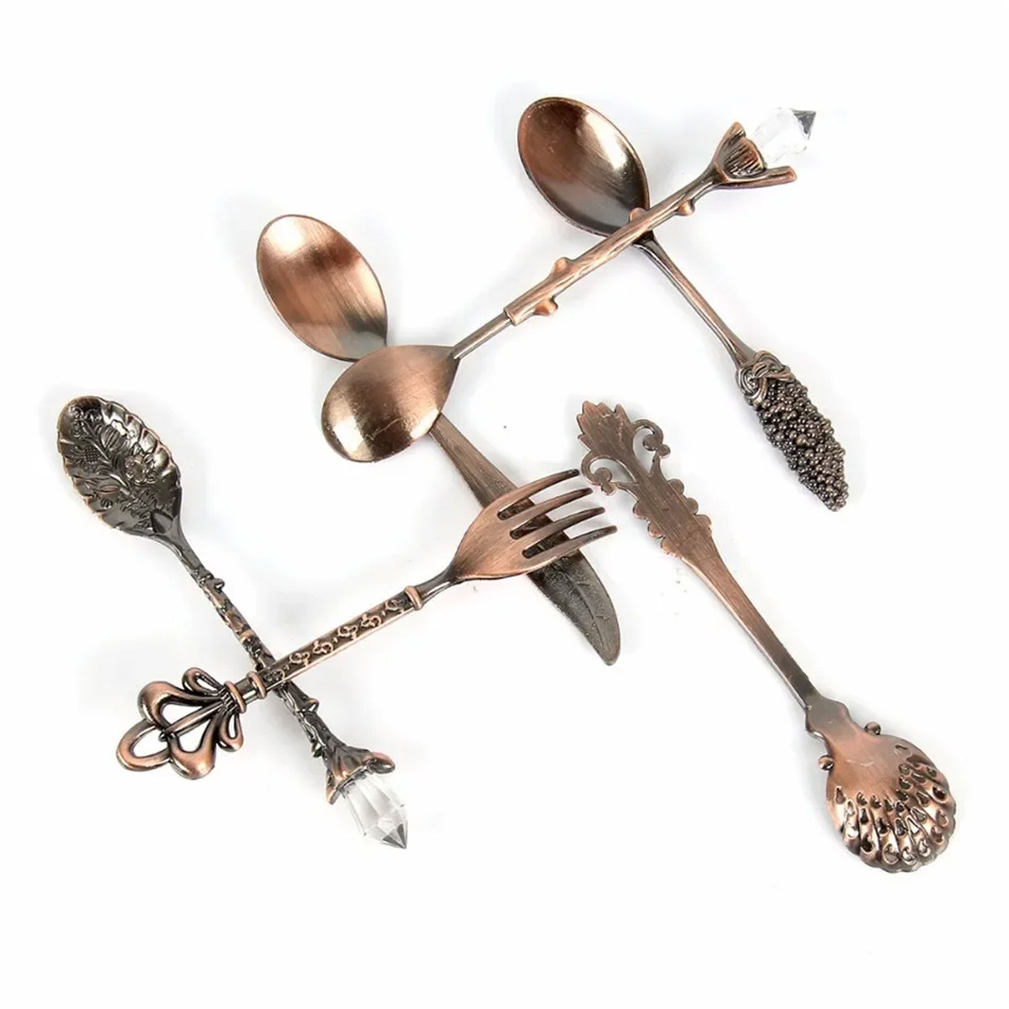 6-Piece Vintage Gold Coffee & Dessert Spoon Fork Set