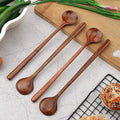 6 Pieces Wooden Long Spoons Long Handle Round Spoons Korean Style Soup Spoons For Soup Cooking Mixing Stirring Kitchen wiktra