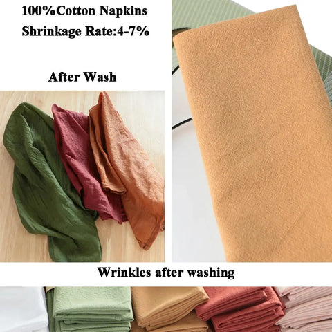 6PCS 40x40CM Table Cloth Napkins Soft Cotton Fabric Wrinkles After Washing Reusable Tea Towel for Kitchen Dining Wedding - Wiktra