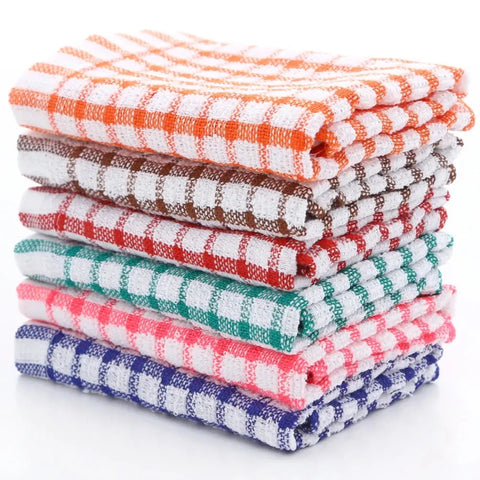 6PCS Cotton Kitchen Tea Towels Absorbent Lint Free Catering Restaurant Cloth Dish Towels Cleaning Cloth Kitchen Cleaning Towel - Wiktra