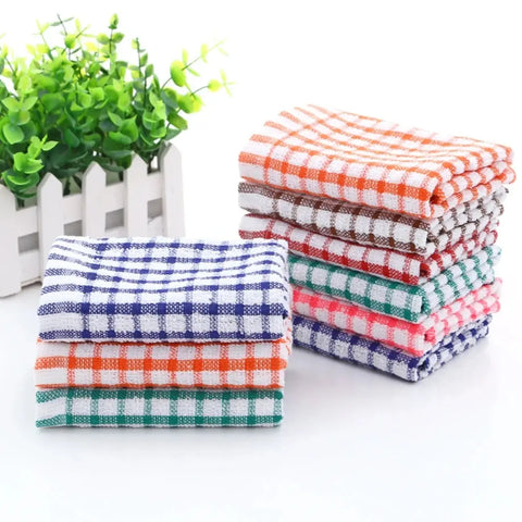 6PCS Cotton Kitchen Tea Towels Absorbent Lint Free Catering Restaurant Cloth Dish Towels Cleaning Cloth Kitchen Cleaning Towel - Wiktra