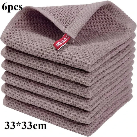 Homaxy 4/6Pcs Cotton Kitchen Towels Ultra Soft Dishcloth Magic Cleaning Cloth Absorbent Cleaning Towel Thickened Wipe Wash Towel