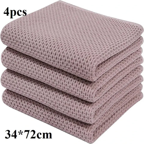 Homaxy 4/6Pcs Cotton Kitchen Towels Ultra Soft Dishcloth Magic Cleaning Cloth Absorbent Cleaning Towel Thickened Wipe Wash Towel