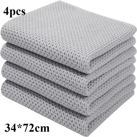 Homaxy 4/6Pcs Cotton Kitchen Towels Ultra Soft Dishcloth Magic Cleaning Cloth Absorbent Cleaning Towel Thickened Wipe Wash Towel