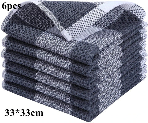 Homaxy 4/6Pcs Cotton Kitchen Towels Ultra Soft Dishcloth Magic Cleaning Cloth Absorbent Cleaning Towel Thickened Wipe Wash Towel