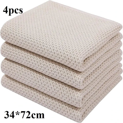 Homaxy 4/6Pcs Cotton Kitchen Towels Ultra Soft Dishcloth Magic Cleaning Cloth Absorbent Cleaning Towel Thickened Wipe Wash Towel