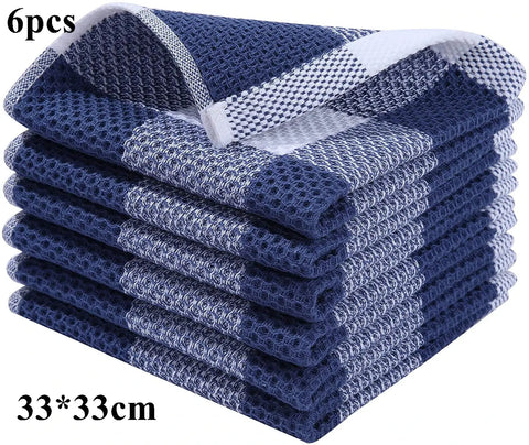 Homaxy 4/6Pcs Cotton Kitchen Towels Ultra Soft Dishcloth Magic Cleaning Cloth Absorbent Cleaning Towel Thickened Wipe Wash Towel