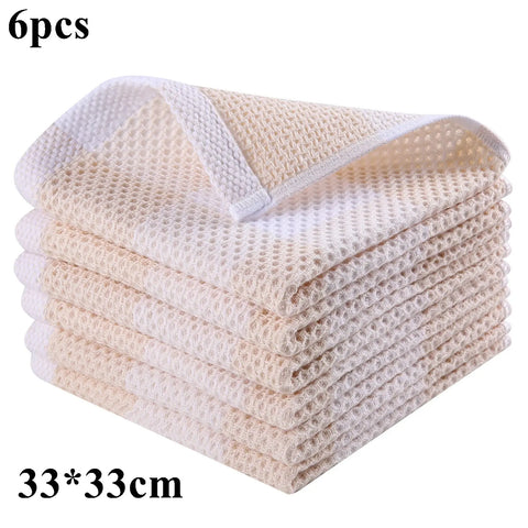 Homaxy 4/6Pcs Cotton Kitchen Towels Ultra Soft Dishcloth Magic Cleaning Cloth Absorbent Cleaning Towel Thickened Wipe Wash Towel