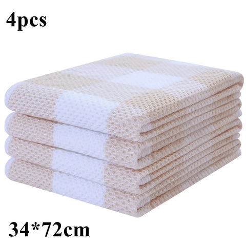 Homaxy 4/6Pcs Cotton Kitchen Towels Ultra Soft Dishcloth Magic Cleaning Cloth Absorbent Cleaning Towel Thickened Wipe Wash Towel