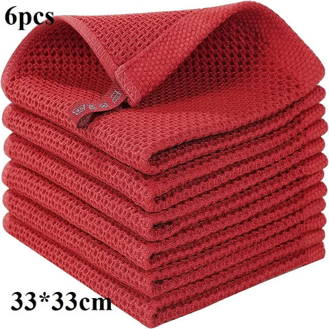 Homaxy 4/6Pcs Cotton Kitchen Towels Ultra Soft Dishcloth Magic Cleaning Cloth Absorbent Cleaning Towel Thickened Wipe Wash Towel