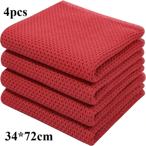 Homaxy 4/6Pcs Cotton Kitchen Towels Ultra Soft Dishcloth Magic Cleaning Cloth Absorbent Cleaning Towel Thickened Wipe Wash Towel