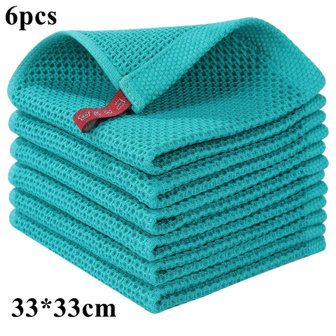 Homaxy 4/6Pcs Cotton Kitchen Towels Ultra Soft Dishcloth Magic Cleaning Cloth Absorbent Cleaning Towel Thickened Wipe Wash Towel