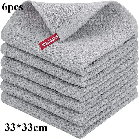 Homaxy 4/6Pcs Cotton Kitchen Towels Ultra Soft Dishcloth Magic Cleaning Cloth Absorbent Cleaning Towel Thickened Wipe Wash Towel