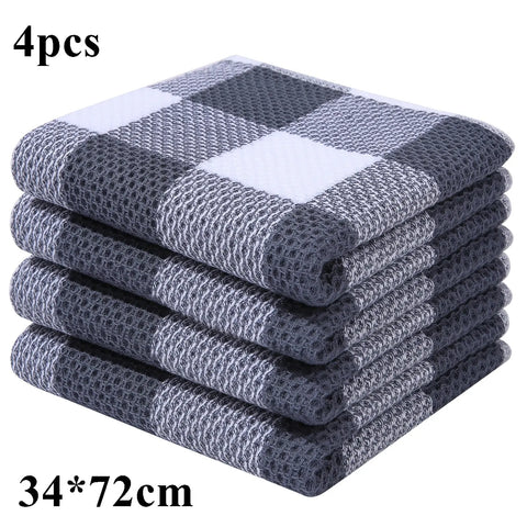 Homaxy 4/6Pcs Cotton Kitchen Towels Ultra Soft Dishcloth Magic Cleaning Cloth Absorbent Cleaning Towel Thickened Wipe Wash Towel