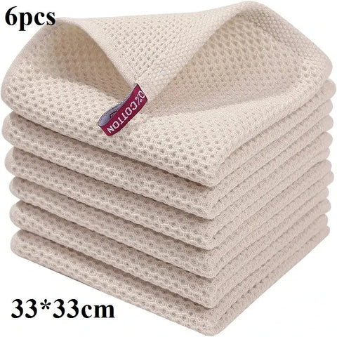 Homaxy 4/6Pcs Cotton Kitchen Towels Ultra Soft Dishcloth Magic Cleaning Cloth Absorbent Cleaning Towel Thickened Wipe Wash Towel