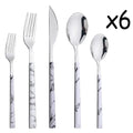 6People Tableware Sets Stainless Steel Flatware Imitation Wooden Handle Cutlery Set Knife Fork Spoon Kitchen Dinnerware Western wiktra