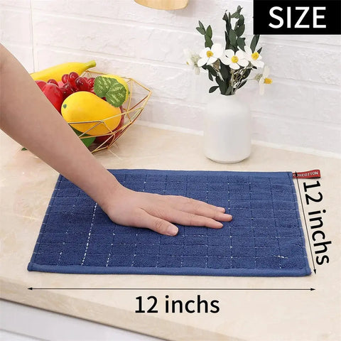 Homaxy 4/6pcs 100% Cottton Kitchen Towel Absorbent Dishcloth Ultra Soft Kitchen Cloths Drying Hand Towels Home Cleaning Tools - Wiktra