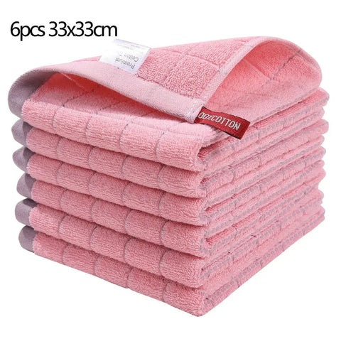 Homaxy 4/6pcs 100% Cottton Kitchen Towel Absorbent Dishcloth Ultra Soft Kitchen Cloths Drying Hand Towels Home Cleaning Tools - Wiktra