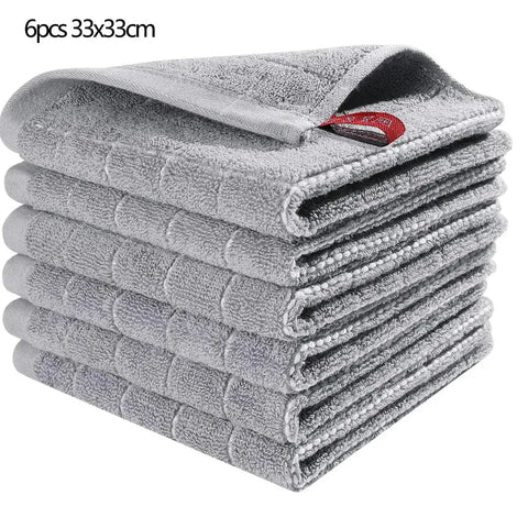 Homaxy 4/6pcs 100% Cottton Kitchen Towel Absorbent Dishcloth Ultra Soft Kitchen Cloths Drying Hand Towels Home Cleaning Tools - Wiktra