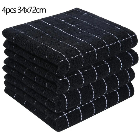 Homaxy 4/6pcs 100% Cottton Kitchen Towel Absorbent Dishcloth Ultra Soft Kitchen Cloths Drying Hand Towels Home Cleaning Tools - Wiktra