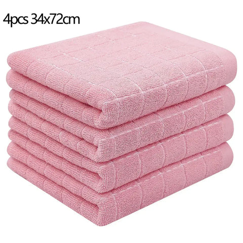 Homaxy 4/6pcs 100% Cottton Kitchen Towel Absorbent Dishcloth Ultra Soft Kitchen Cloths Drying Hand Towels Home Cleaning Tools - Wiktra