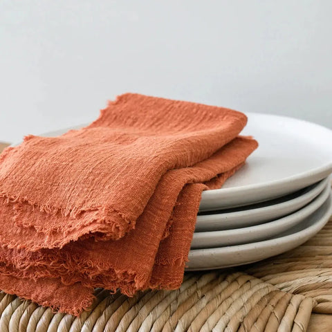 6pcs 42x42cm Rust Cotton Gauze Wedding Napkins Retro Cotton Cheesecloth Table Decor Muslin Tea Towels Dinner Table Rustic Decor - Wiktra