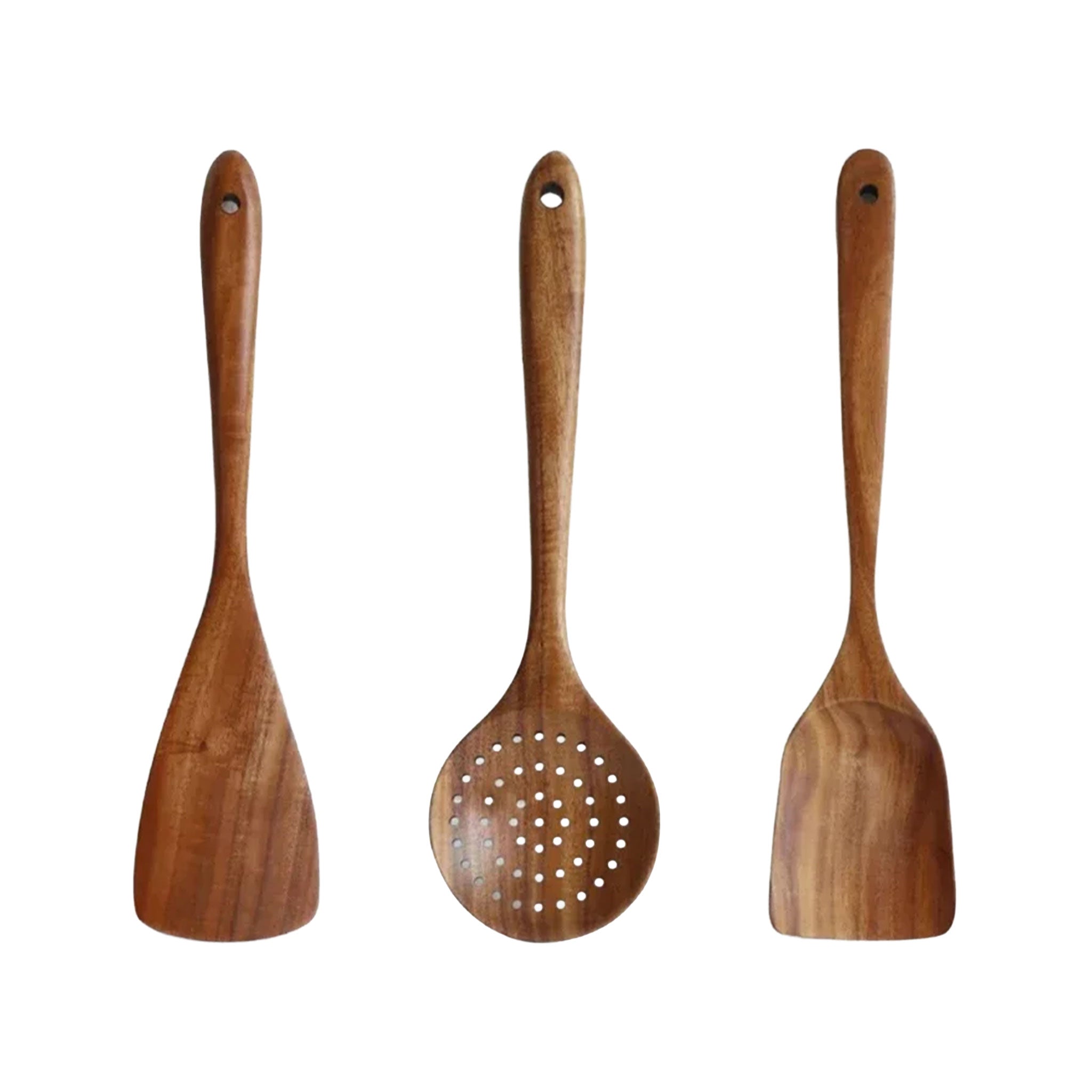 7-Piece Teak Wood Cooking Spoon & Skimmer Set