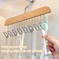 8 Hook wooden hanger hanger underwear vest tie storage hook student dormitory solid wood wave drying hanger wiktra