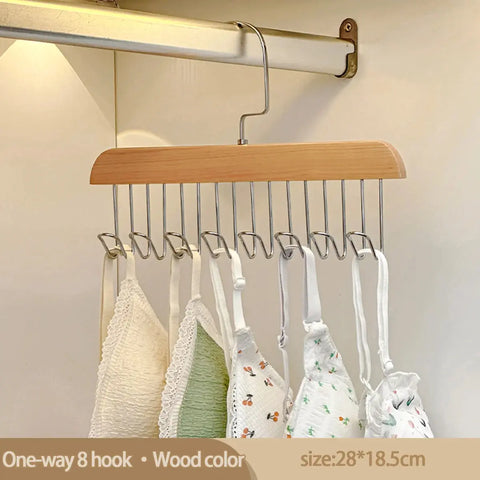 8 Hook wooden hanger hanger underwear vest tie storage hook student dormitory solid wood wave drying hanger