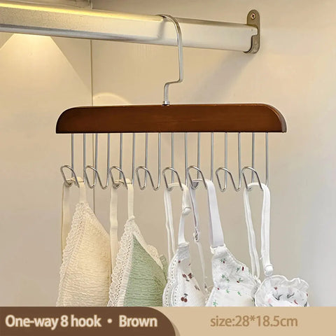 8 Hook wooden hanger hanger underwear vest tie storage hook student dormitory solid wood wave drying hanger