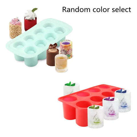 8-hole Ice Cup Shape Ice Cube Mold Cake Pudding Fruit Ice Cube Maker Bar Kitchen Accessories Silicone Mould DIY Frozen Ice