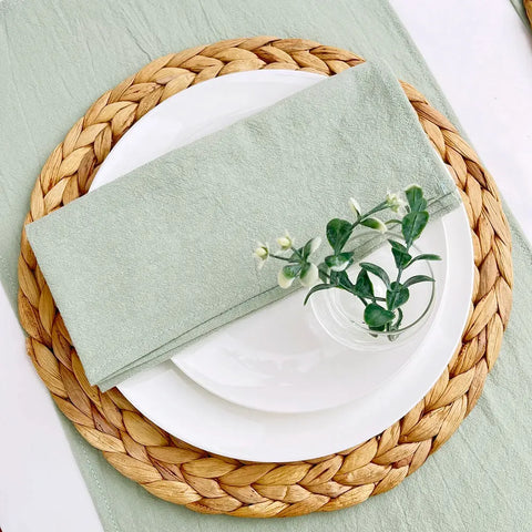 8PC 30X45CM Sage green Cotton Cloth Napkins Dinner Kitchen Tea Towels Table Design Mat Wedding Party Supply Home Banquet Decor