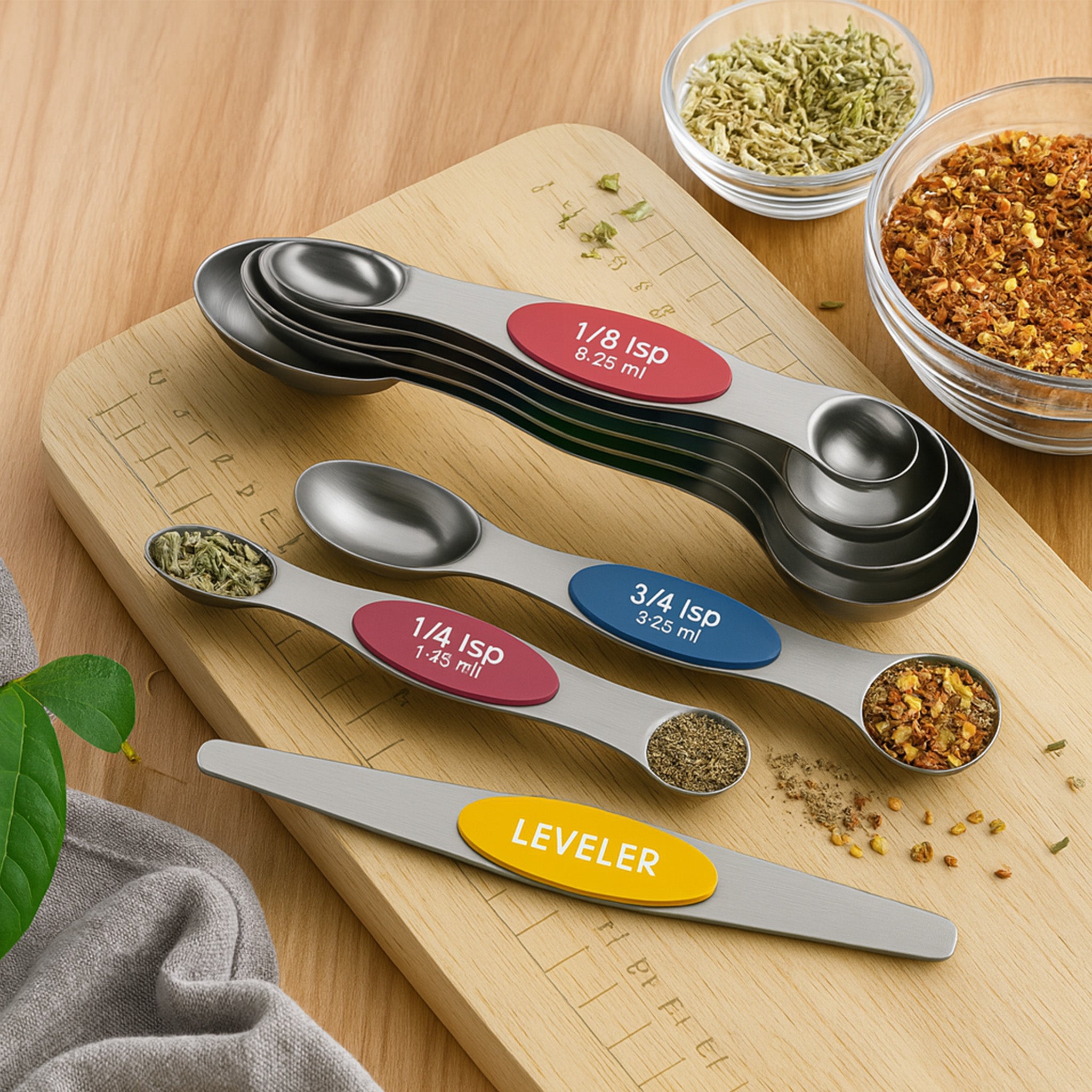 8-Piece Dual-Sided Magnetic Measuring Spoons Set