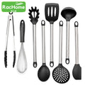 8pcs Kitchen Cooking Utensils Set Black Silicone Cooking Utensils Set Non-stick Baking Tools Turner Spatula Spoon Food Tongs Kit wiktra