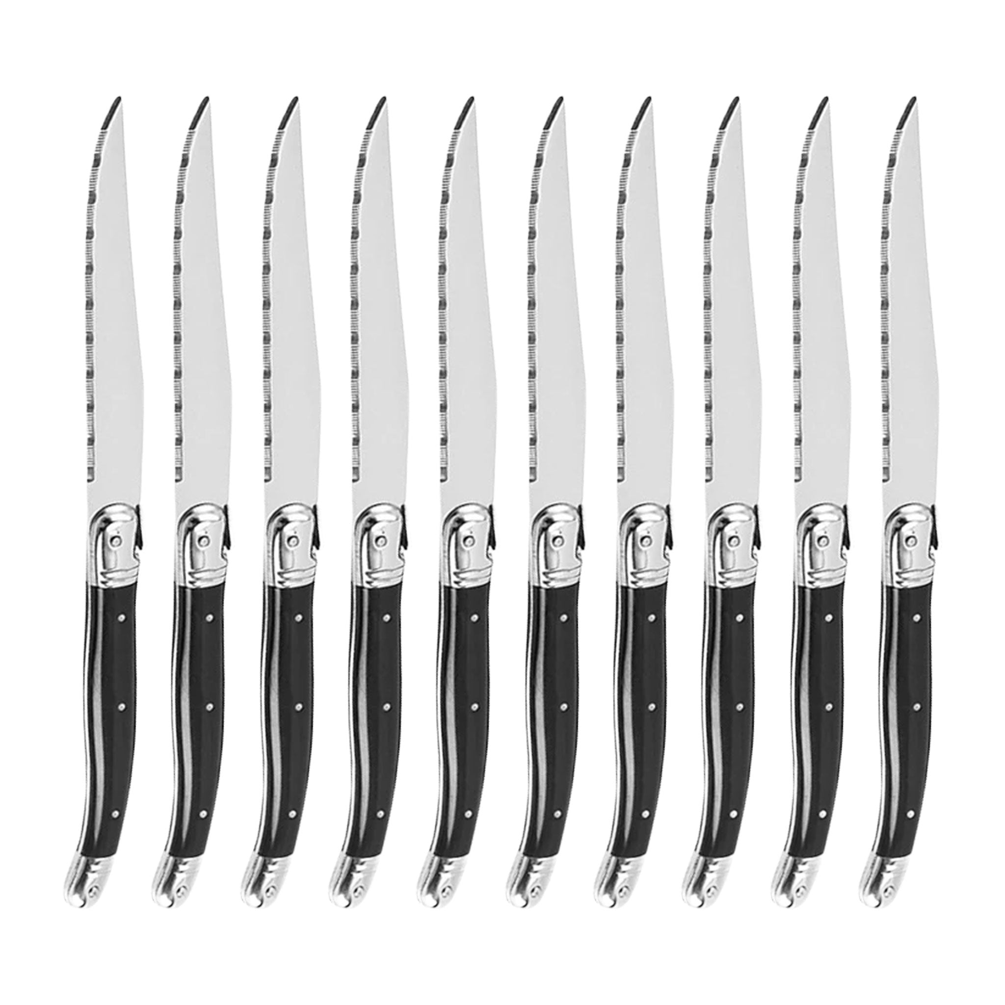 9-Inch Laguiole Serrated Steak Knife Set – Triple Rivet Ergonomic Handle (1/4/6/8 Pcs)