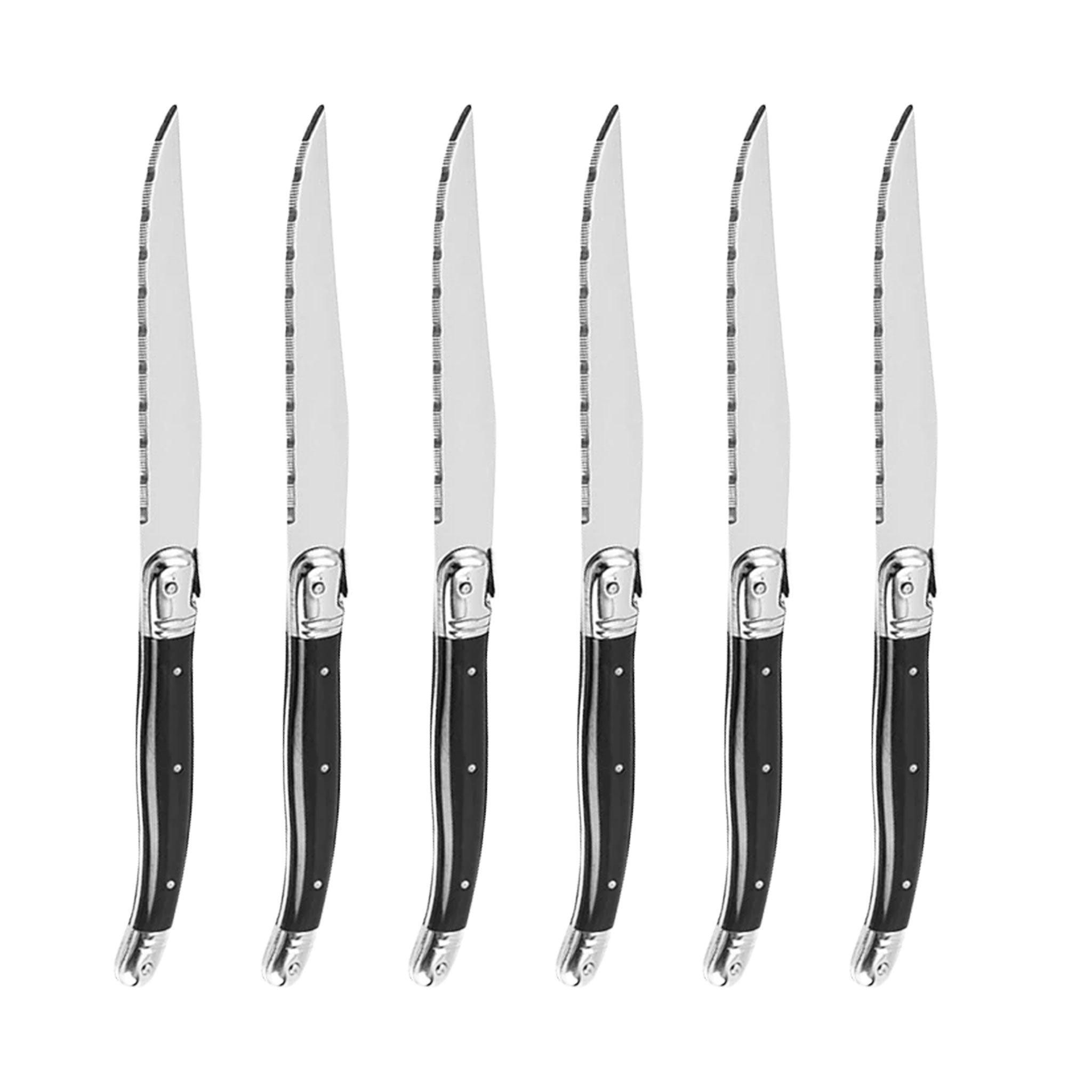 9-Inch Laguiole Serrated Steak Knife Set – Triple Rivet Ergonomic Handle (1/4/6/8 Pcs)