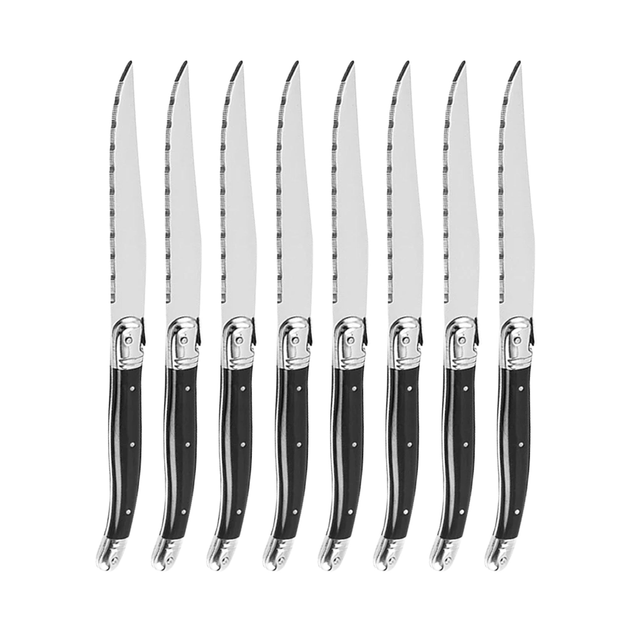 9-Inch Laguiole Serrated Steak Knife Set – Triple Rivet Ergonomic Handle (1/4/6/8 Pcs)